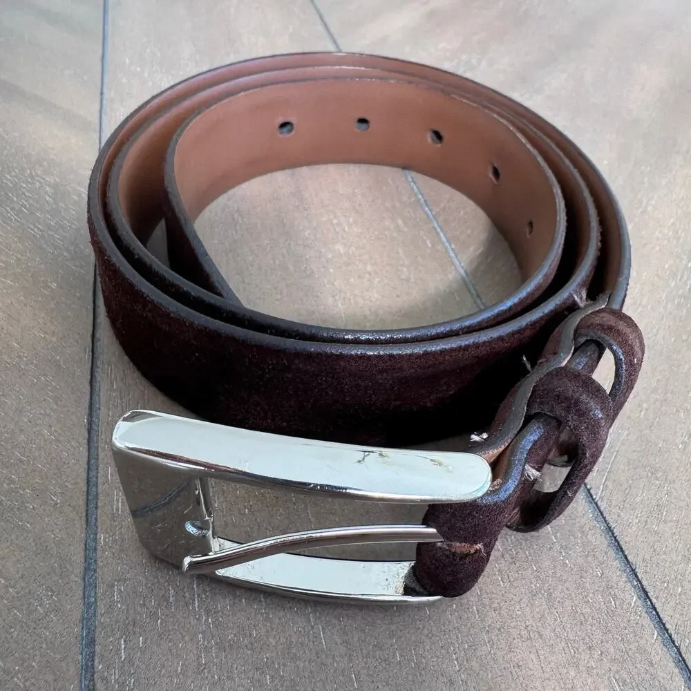 Allen Edmonds Made in USA Cashmere Suede Men’s Belt Brown Size 38 Minimalist
